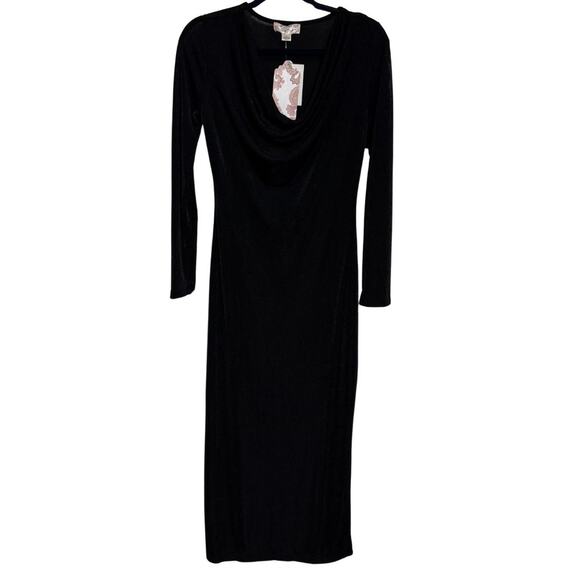 BAND OF THE FREE Annabelle Cowl Neck Midi Dress Knit Black NWT Large - Picture 4 of 9